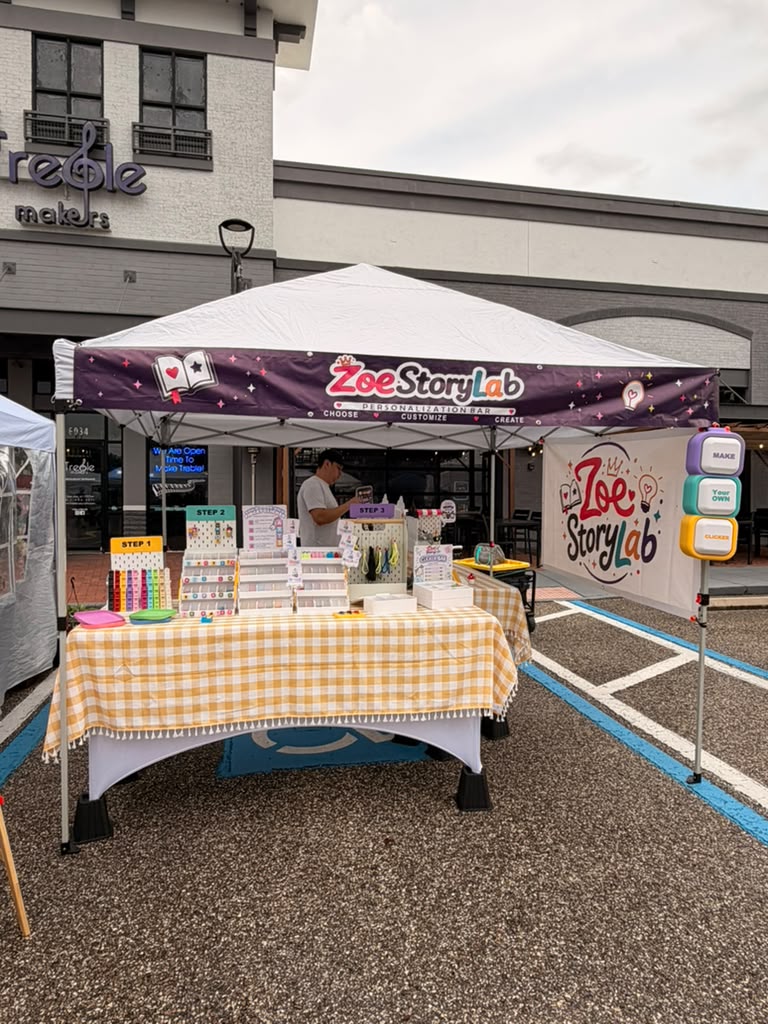 El stand de Zoe Story Lab en un market de Clermont